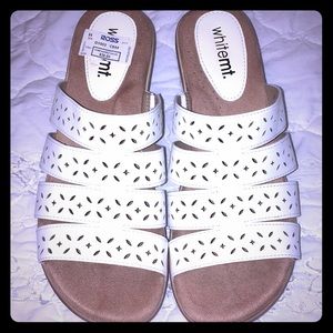 White Mountain Shoes - White Mt white heeled open toe slip on White Mountain Shoes - White Mt white heeled open toe slip on